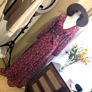 Nicholas - Womens Red Blossom Silk Wrap Maxi Dress - Size 2